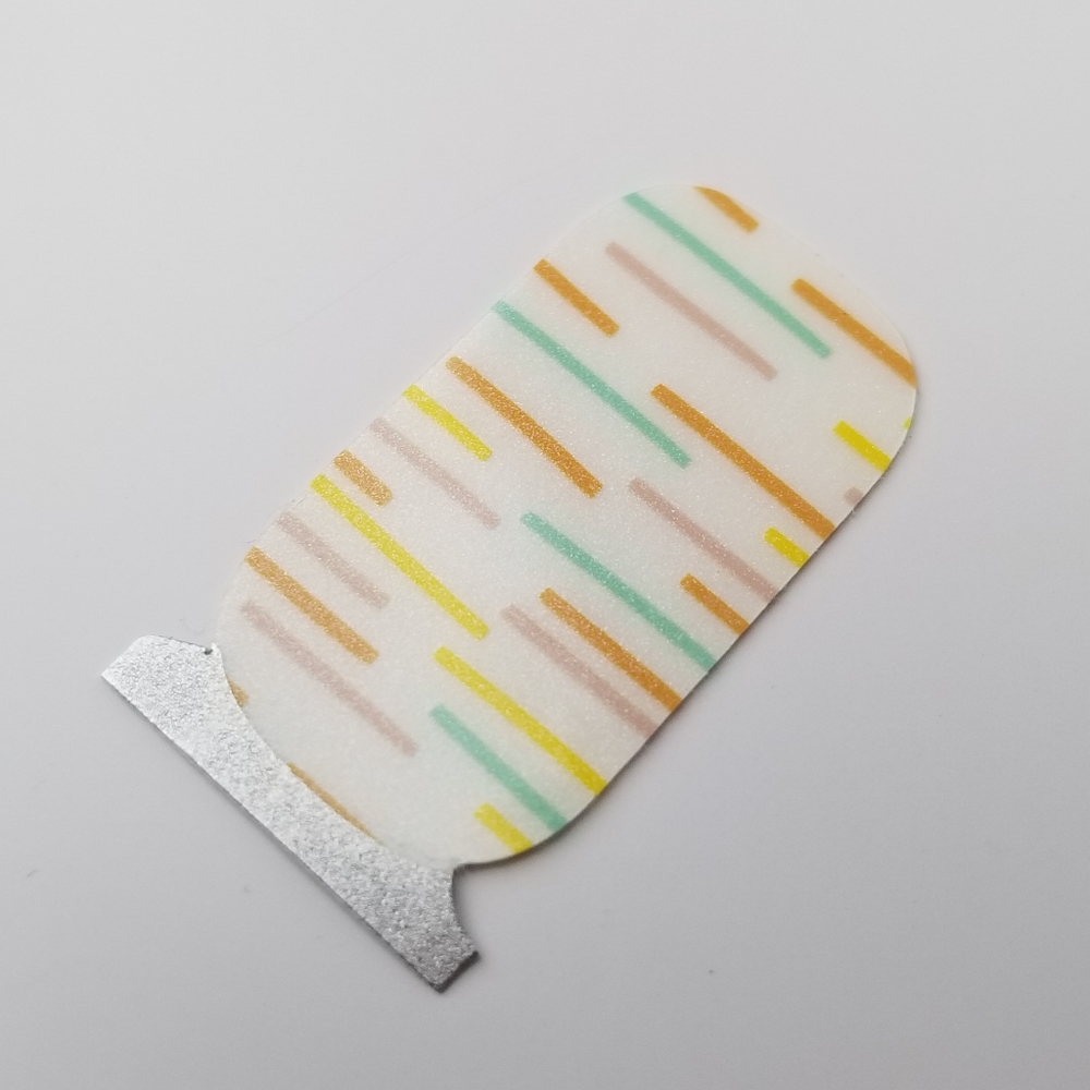 Retro Pastel Horizontal Lines Nail Wrap Overlays